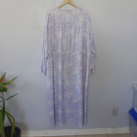 Summersalt Cinched Waist Caftan Dress Vintage Floral Lavender XL - Picture 7 of 16